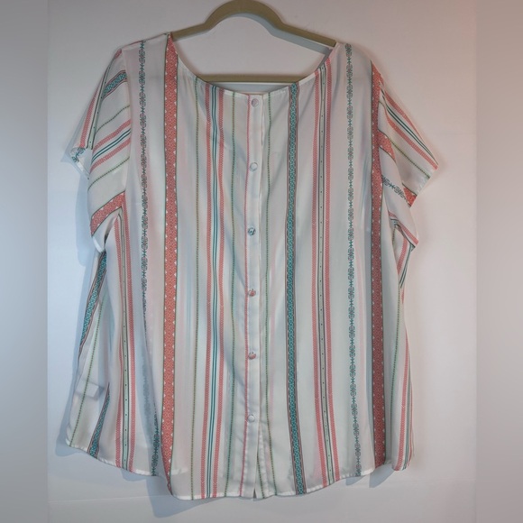 Torrid Plus Size 3 (3X/22-24) Striped Button-Back Blouse – Short Sleeve - Picture 10 of 13